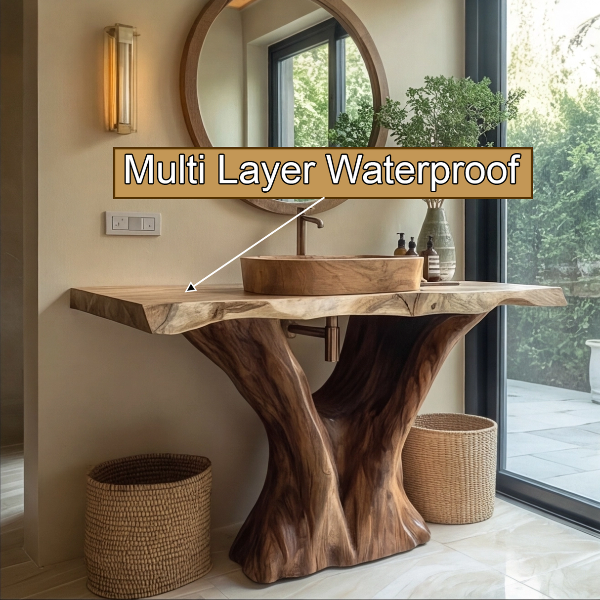 Orvella Rootform Solid Wood Freestanding Bathroom Vanity SPA120255 - Timberustic Freestanding Bathroom Vanity