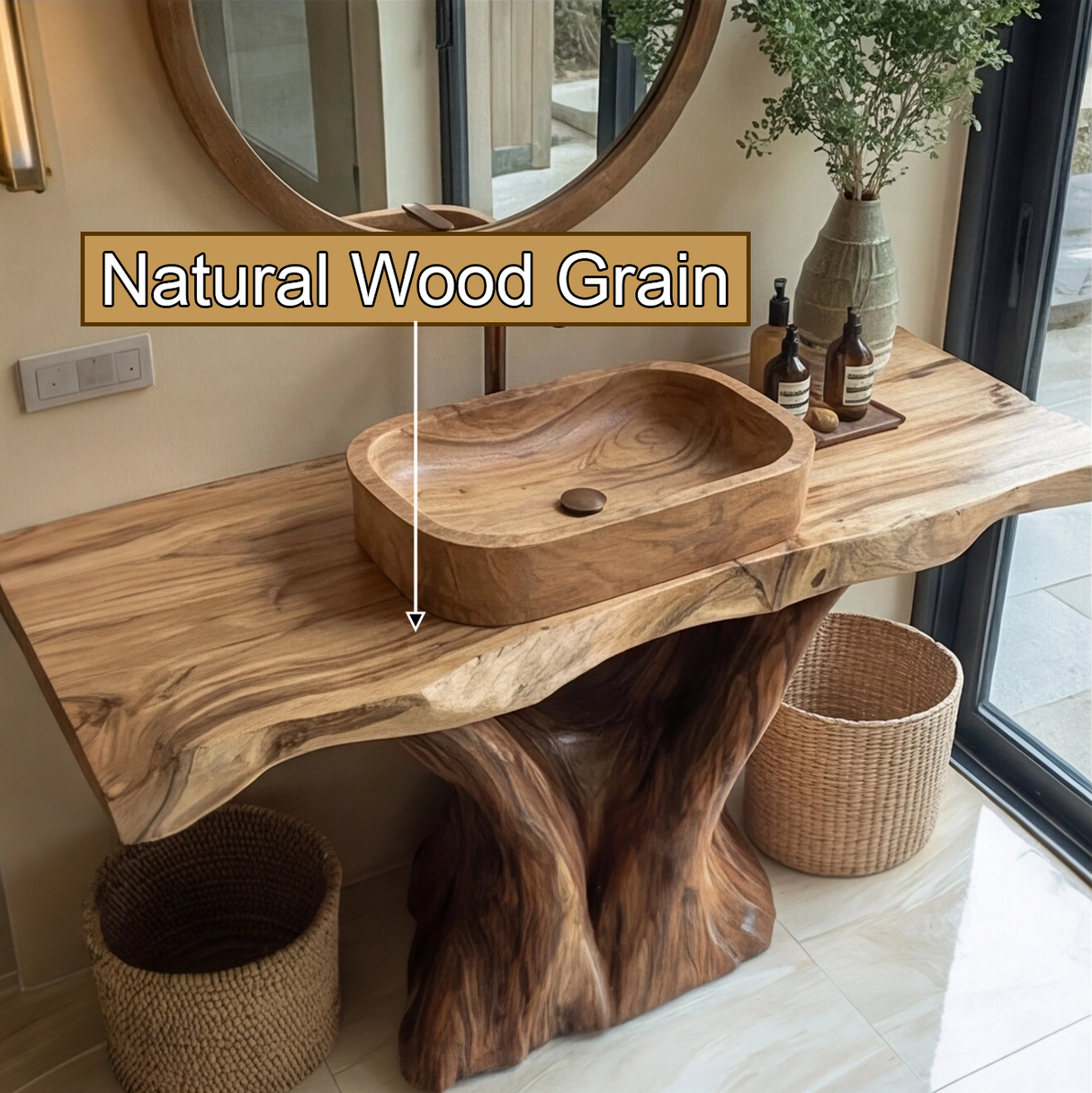 Orvella Rootform Solid Wood Freestanding Bathroom Vanity SPA120255 - Timberustic Freestanding Bathroom Vanity