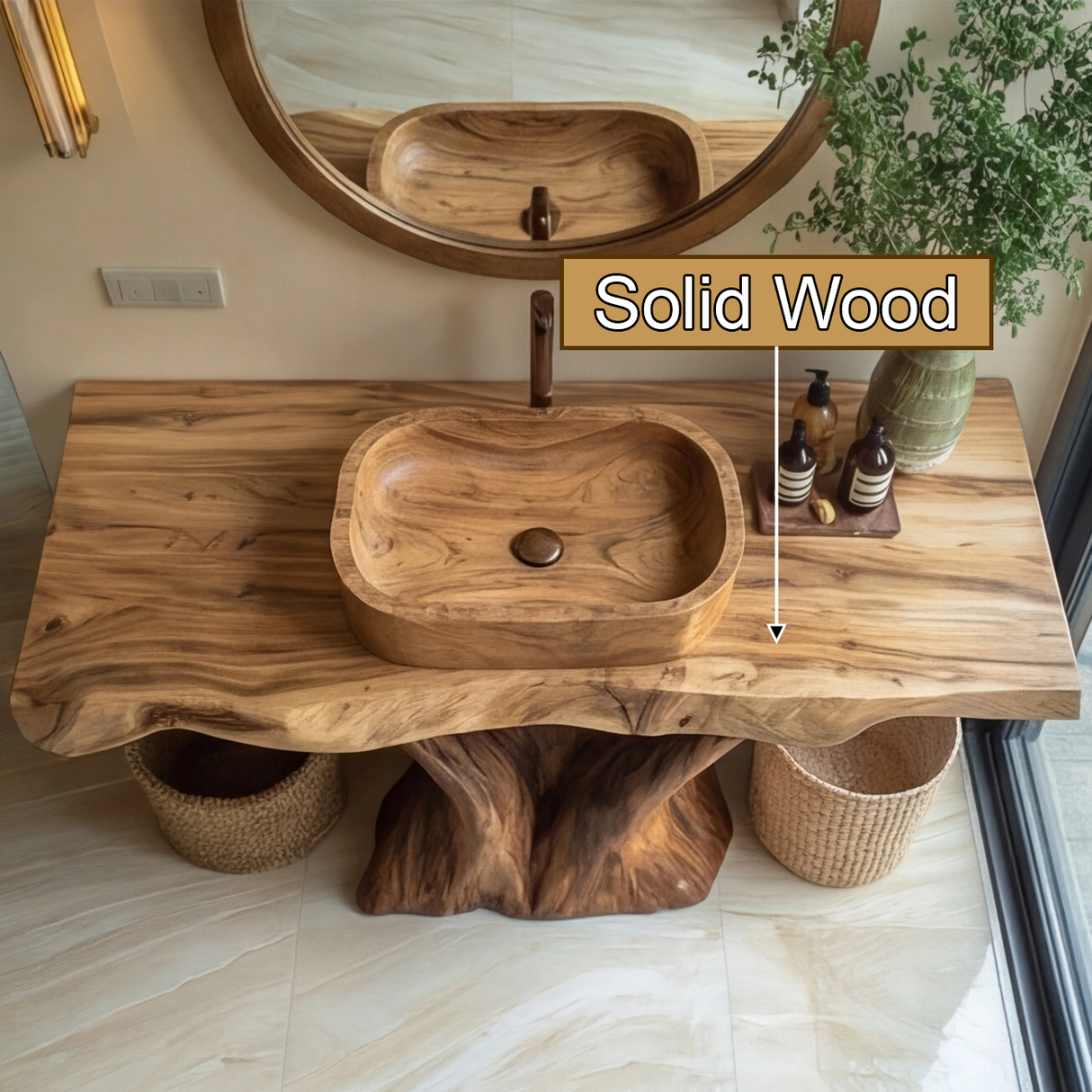 Orvella Rootform Solid Wood Freestanding Bathroom Vanity SPA120255 - Timberustic Freestanding Bathroom Vanity