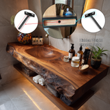 Orvello Handcrafted Live Edge Solid Wood Floating Bathroom Vanity with Integrated Sink SPA361872 - Timberustic Floating Bathroom Vanity with Integrated Sink
