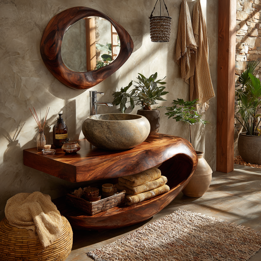 Orvessa Handcrafted Solid Wood Floating Bathroom Vanity with Open Storage - Timberustic Floating Bathroom Vanity with Open Storage