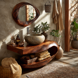 Orvessa Handcrafted Solid Wood Floating Bathroom Vanity with Open Storage - Timberustic Floating Bathroom Vanity with Open Storage