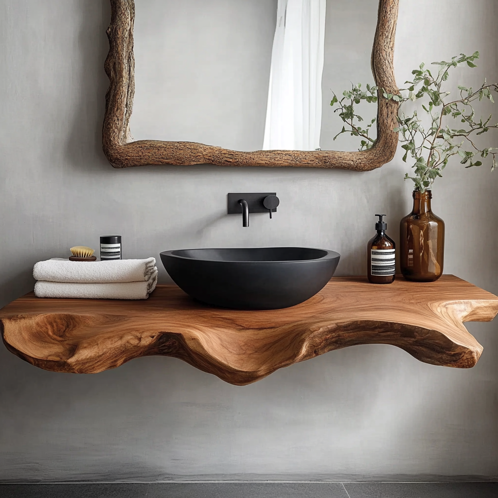 Orvessa Live Edge Solid Wood Floating Bathroom Vanity SPA348622 - Timberustic Floating Bathroom Vanity