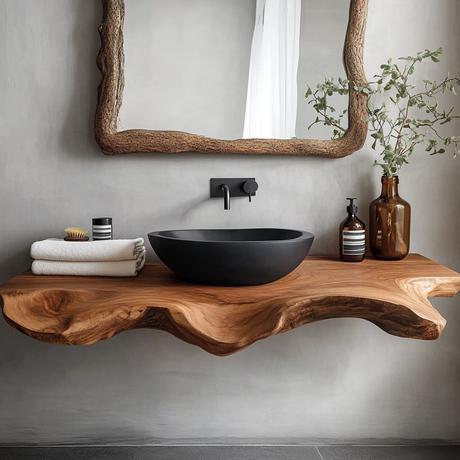Orvessa Live Edge Solid Wood Floating Bathroom Vanity SPA348622 - Timberustic Floating Bathroom Vanity