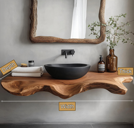 Orvessa Live Edge Solid Wood Floating Bathroom Vanity SPA348622 - Timberustic Floating Bathroom Vanity