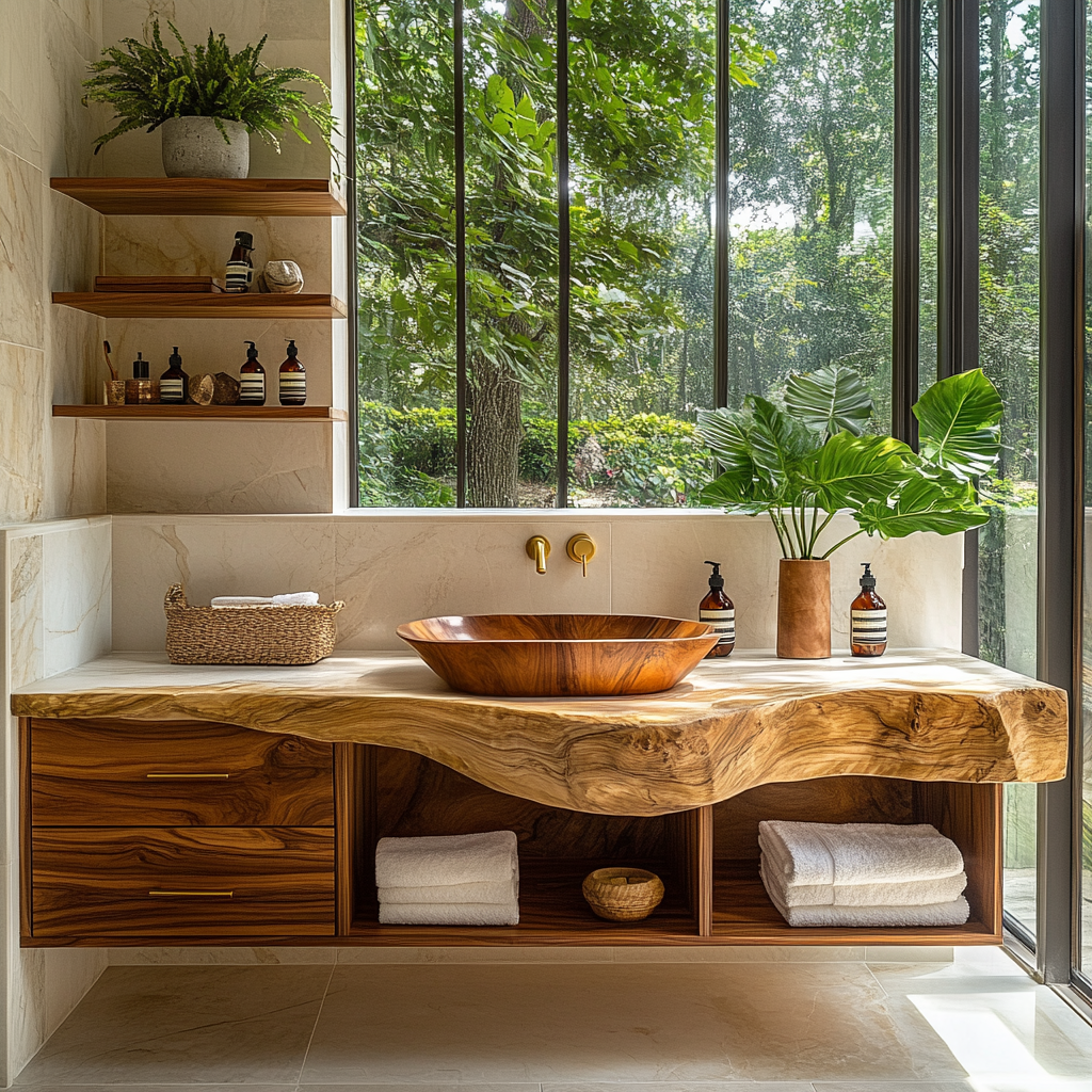 Orvessa Live Edge Solid Wood Floating Bathroom Vanity With Drawers - Timberustic Floating Bathroom Vanity With Drawers