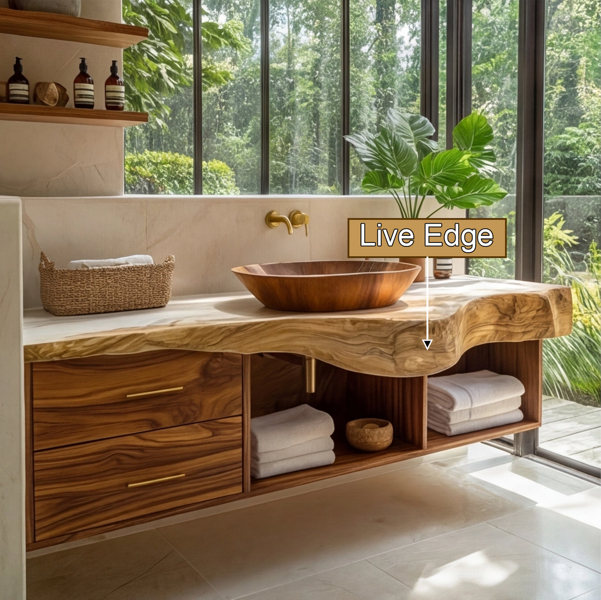 Orvessa Live Edge Solid Wood Floating Bathroom Vanity With Drawers - Timberustic Floating Bathroom Vanity With Drawers