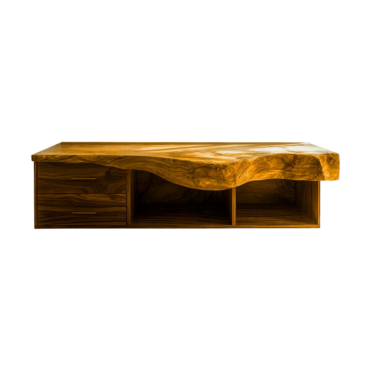 Orvessa Live Edge Solid Wood Floating Bathroom Vanity With Drawers Teak - Timberustic Floating Bathroom Vanity With Drawers