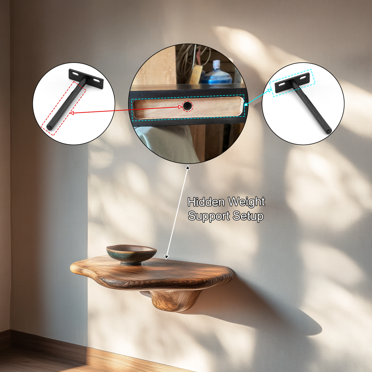Orvessa Sculpted Solid Wood Mushroom Floating Shelf SPA964852 - Timberustic Floating Shelf