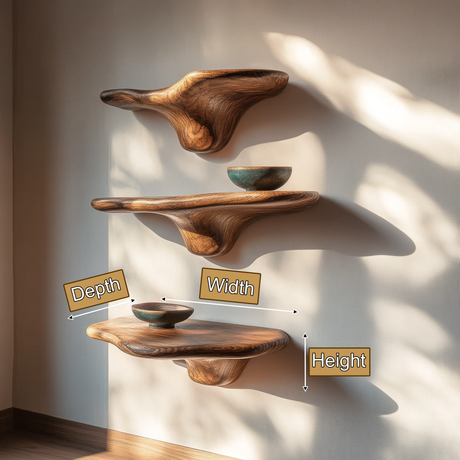 Orvessa Sculpted Solid Wood Mushroom Floating Shelf SPA964852 - Timberustic Floating Shelf