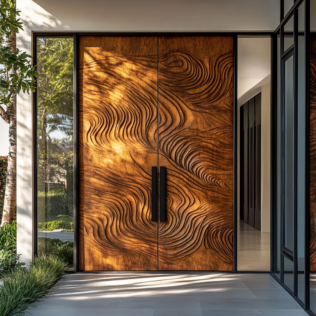 Orvessa Sculpted Solid Wood Rectangular Double Doors - Timberustic Door