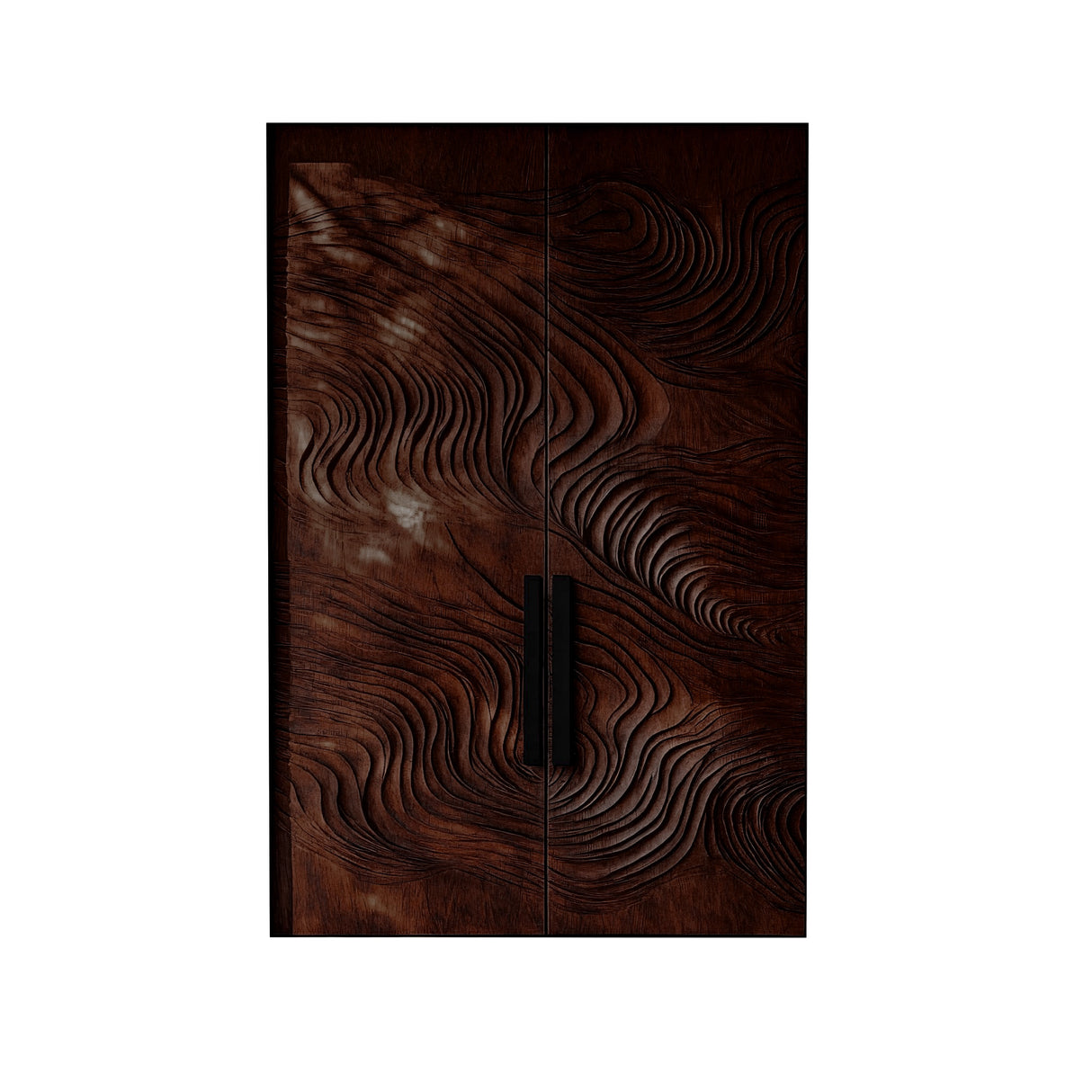 Orvessa Sculpted Solid Wood Rectangular Double Doors Dark Walnut - Timberustic Door