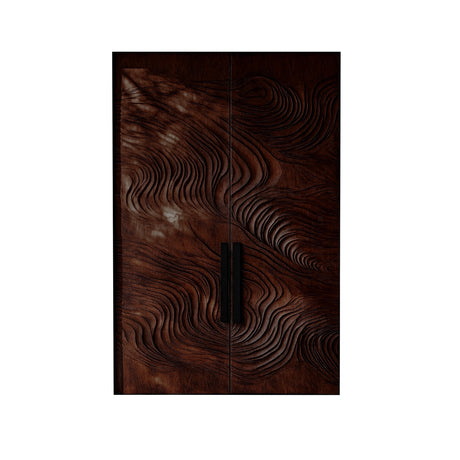 Orvessa Sculpted Solid Wood Rectangular Double Doors Dark Walnut - Timberustic Door