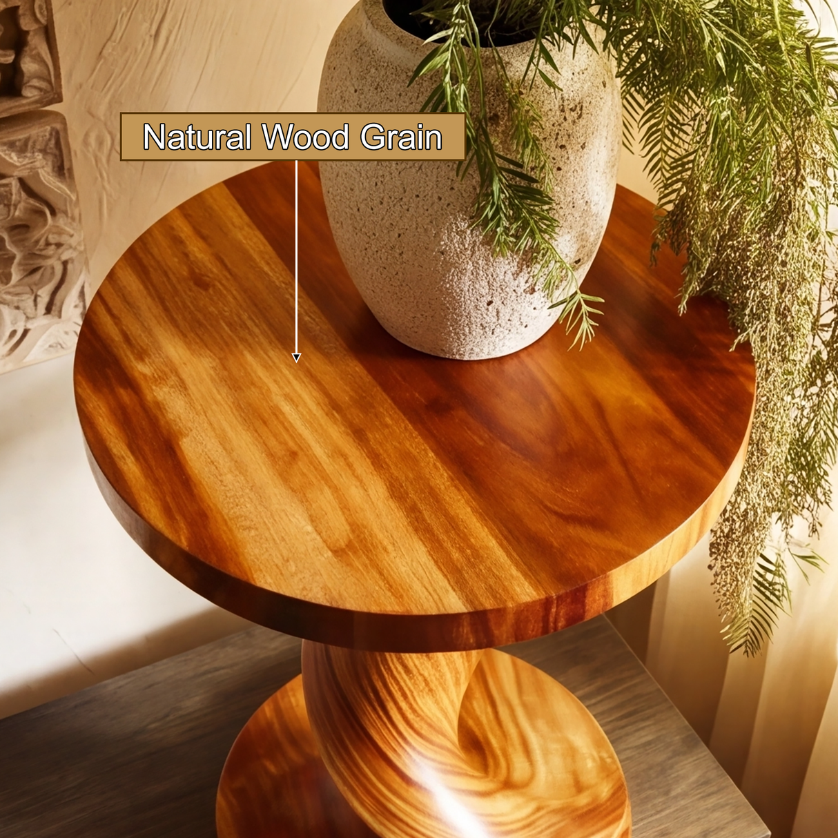 Orvexa Twisted Solid Wood Pedestal Stand - Timberustic Pedestal Stand