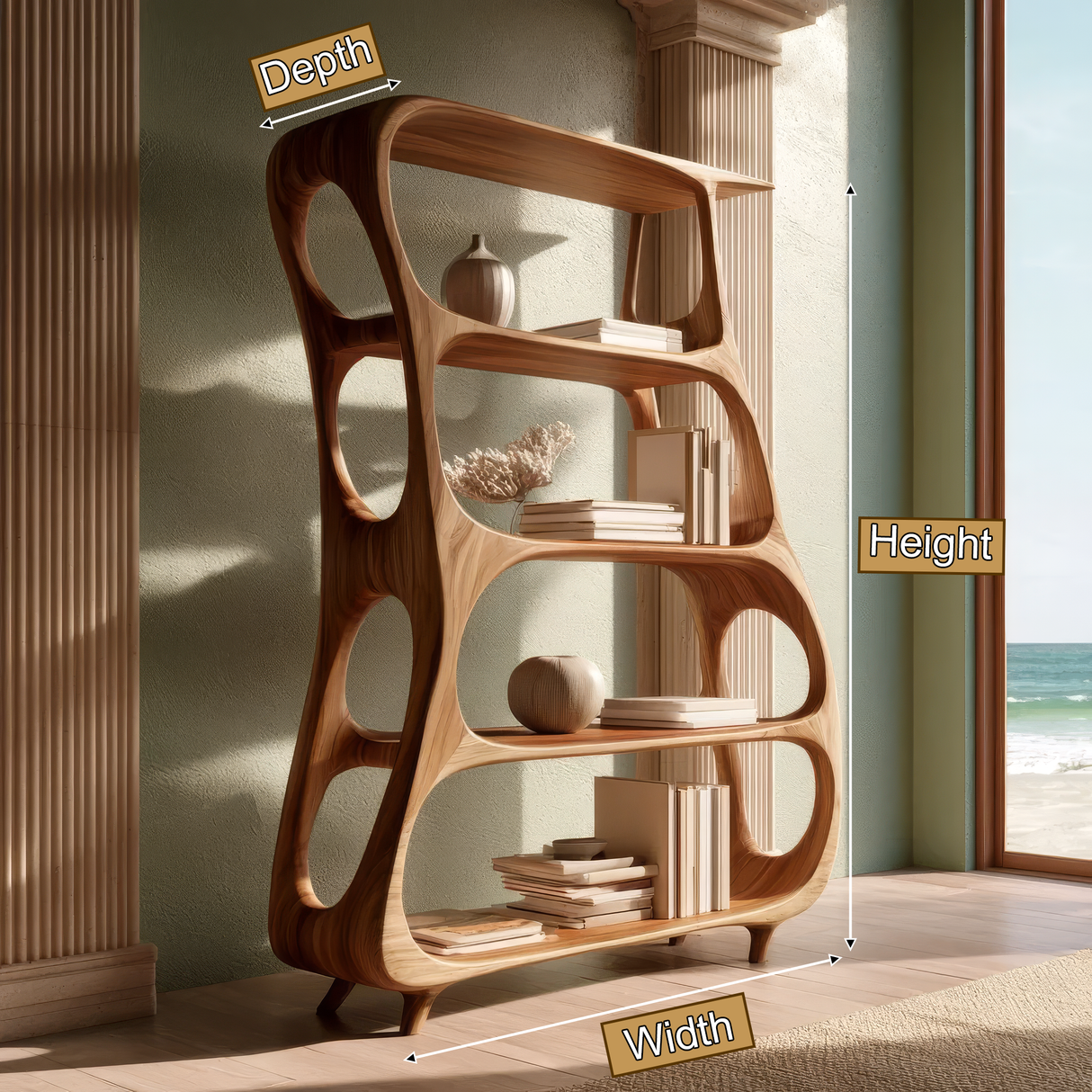 Orvian Handcrafted Solid Wood Bookshelf SPA934572