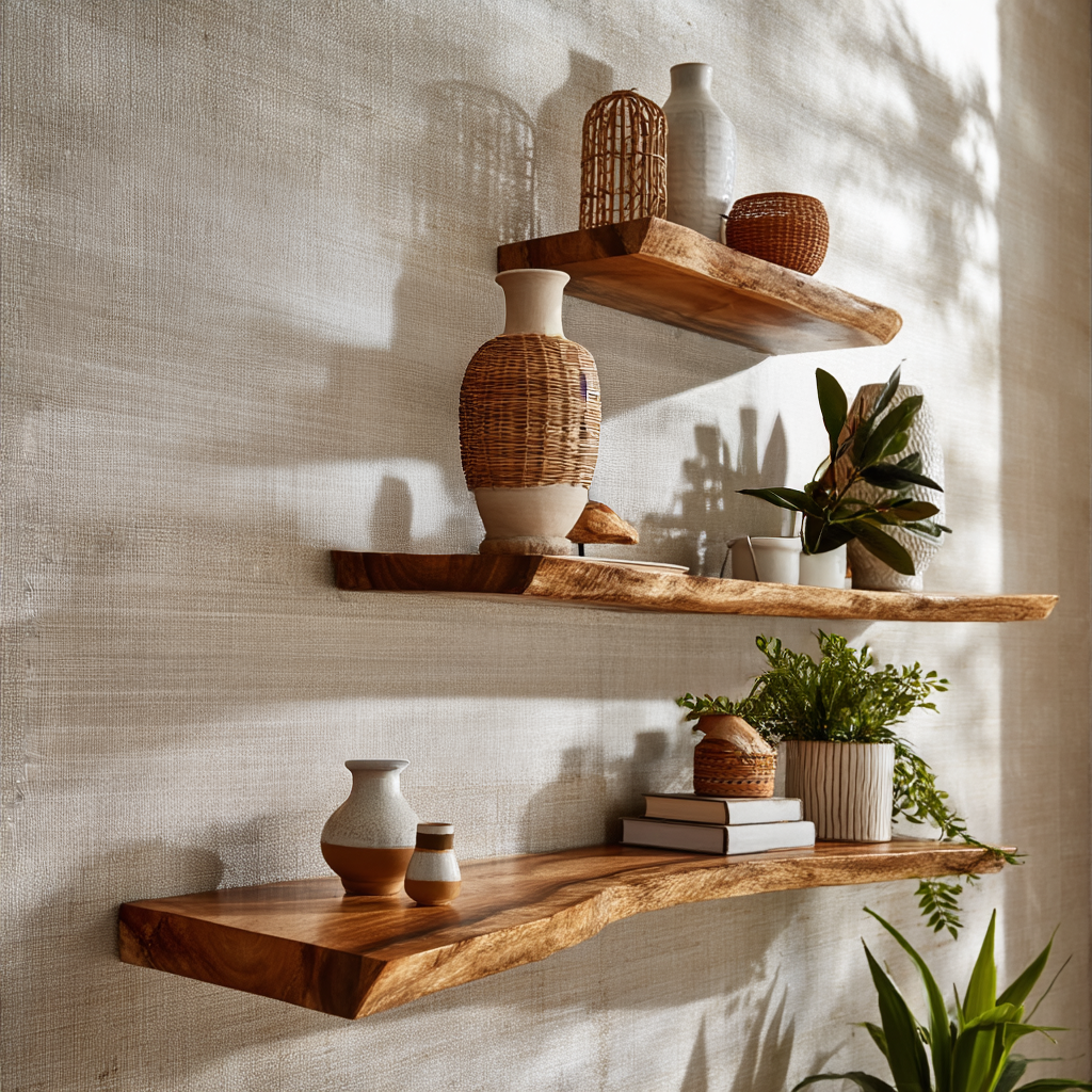 Orvian Live Edge Solid Wood Floating Shelf SPA175851 - Timberustic Floating Shelf