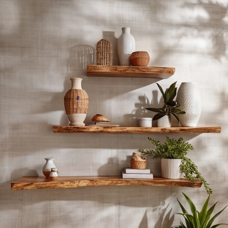 Orvian Live Edge Solid Wood Floating Shelf SPA175851 - Timberustic Floating Shelf