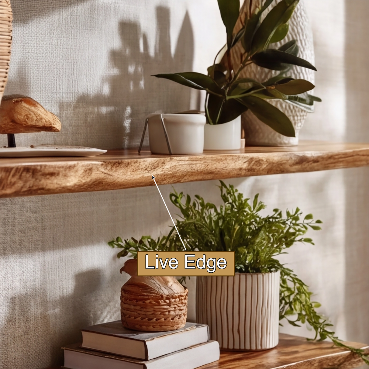 Orvian Live Edge Solid Wood Floating Shelf SPA175851 - Timberustic Floating Shelf
