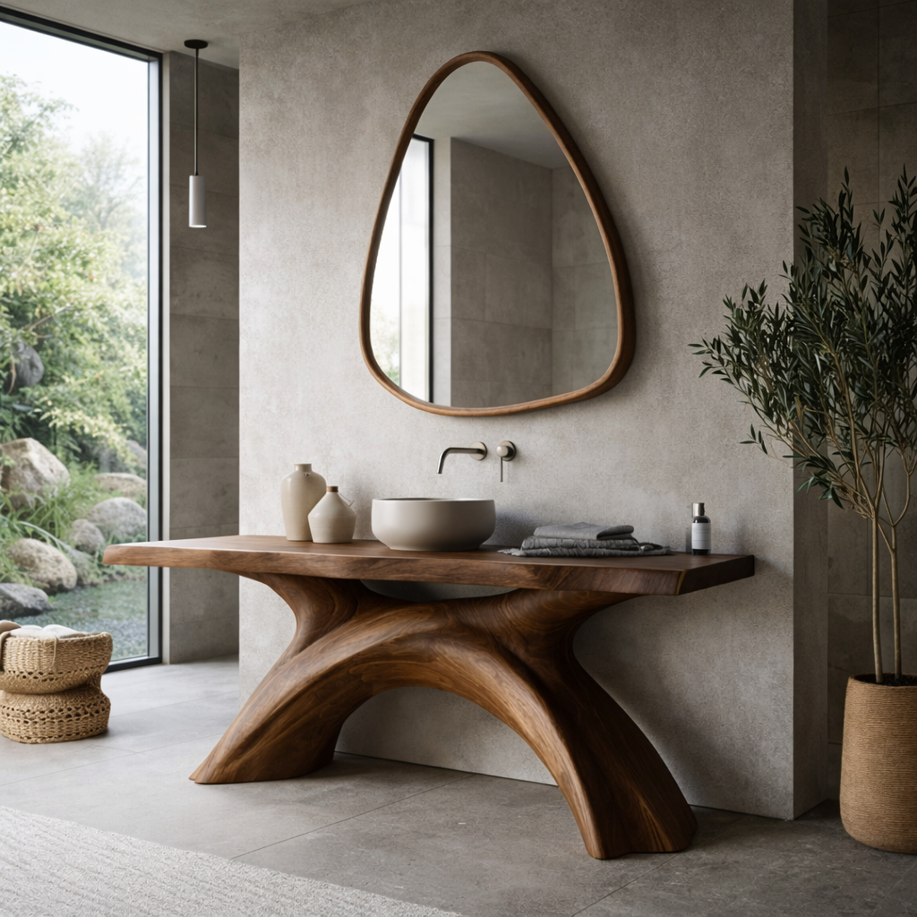 Orvian Sculpted Solid Wood Freestanding Bathroom Vanity SPA248697 - Timberustic Freestanding Bathroom Vanity