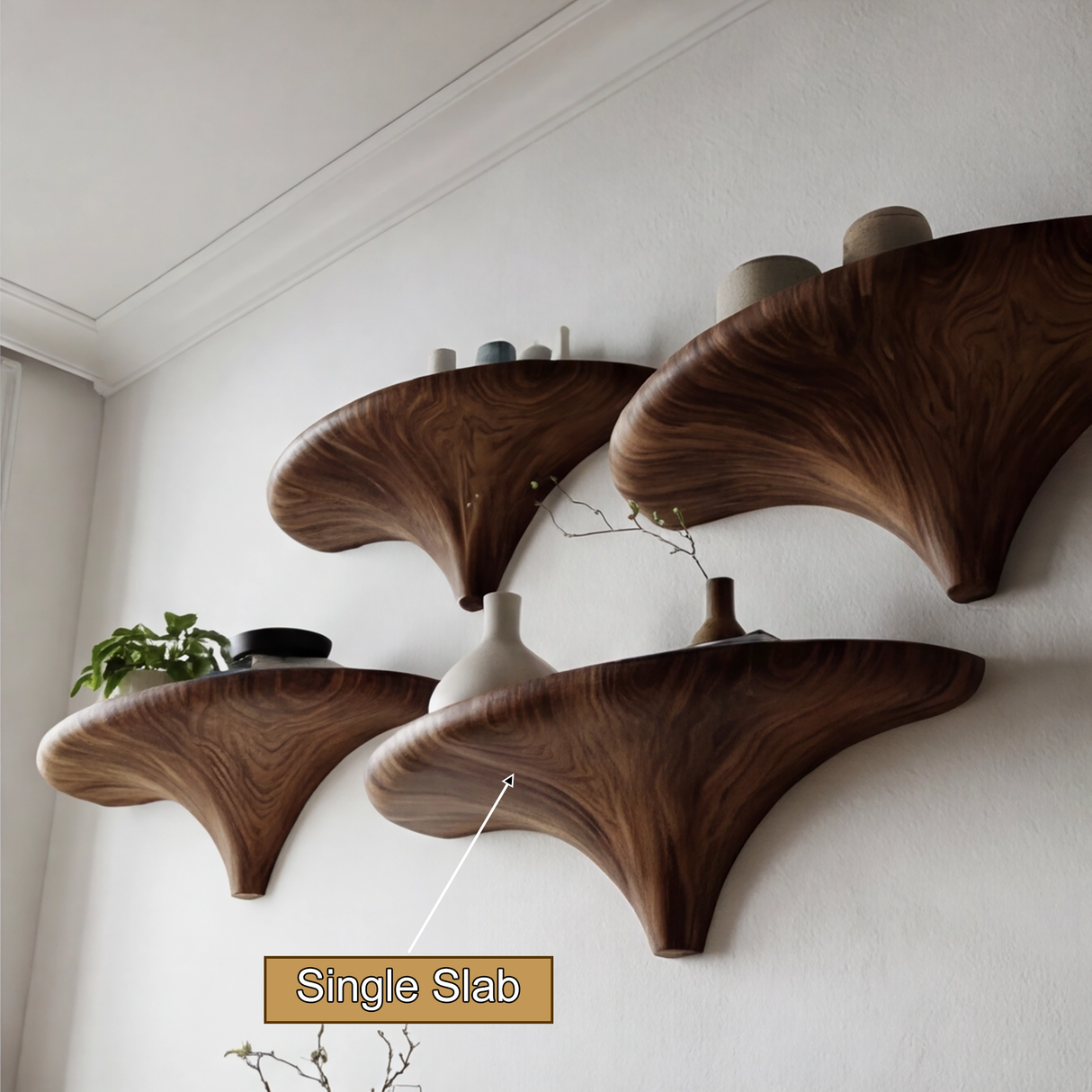 Orvian Sculpted Solid Wood Mushroom Floating Shelf SPA121876 - Timberustic Floating Shelf