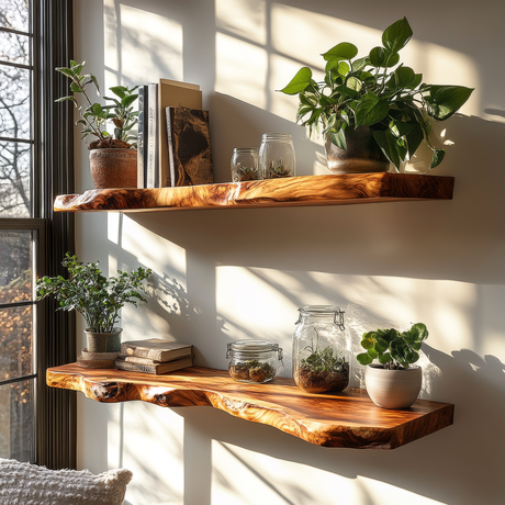 Orvino Live Edge Solid Wood Floating Shelf SPA369492 - Timberustic Floating Shelf