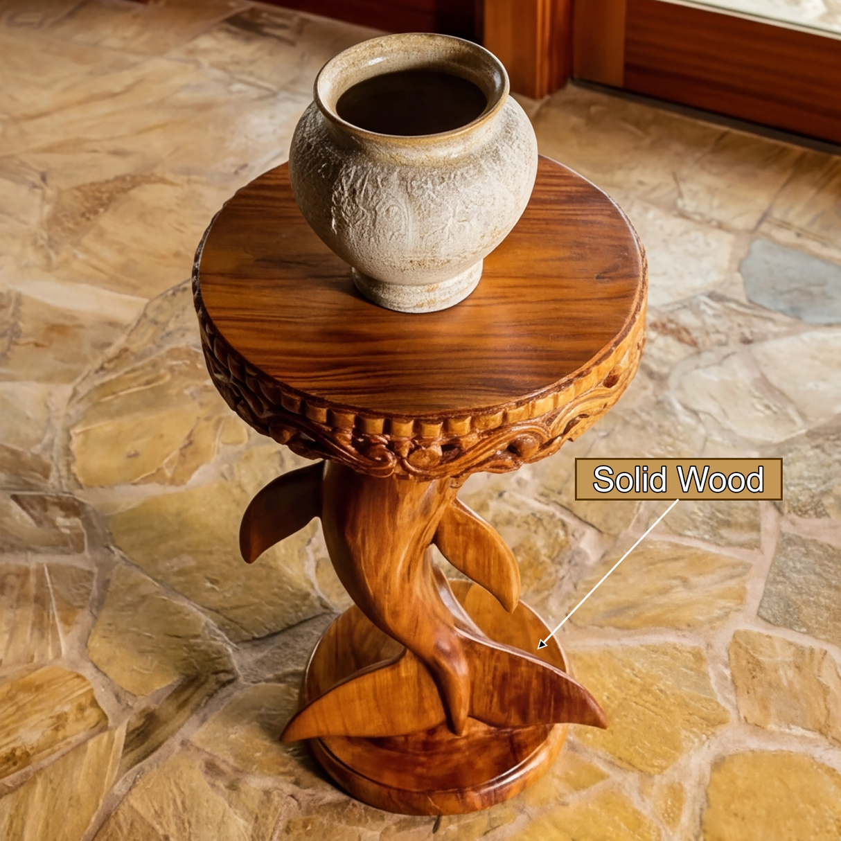 Orvion Sculpted Solid Wood Pedestal Stand - Timberustic Pedestal Stand