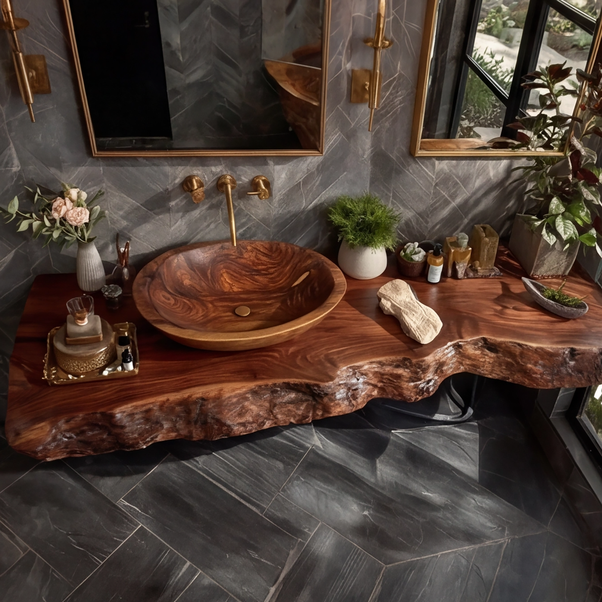 Orvyn Live Edge Solid Wood Floating Bathroom Vanity SPA524639 - Timberustic Floating Bathroom Vanity