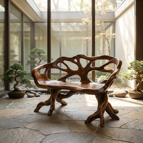 Oryndor Sculpted Solid Wood Outdoor Bench - Timberustic Bench