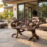 Oryndor Sculpted Solid Wood Outdoor Bench