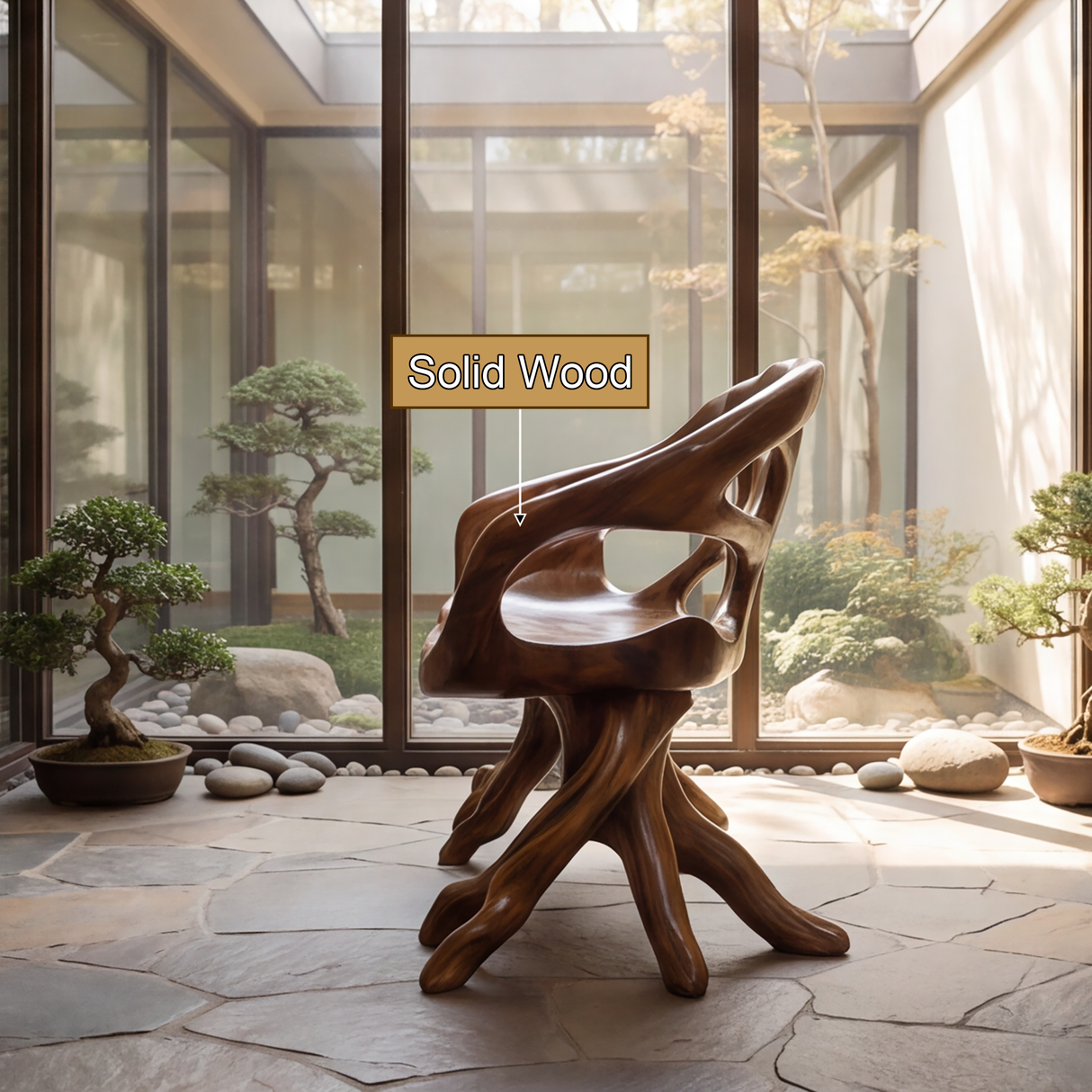 Oryndor Sculpted Solid Wood Outdoor Bench