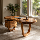 Orynvale Live Edge Solid Wood Desk with Drawers - Timberustic Desk With Drawers