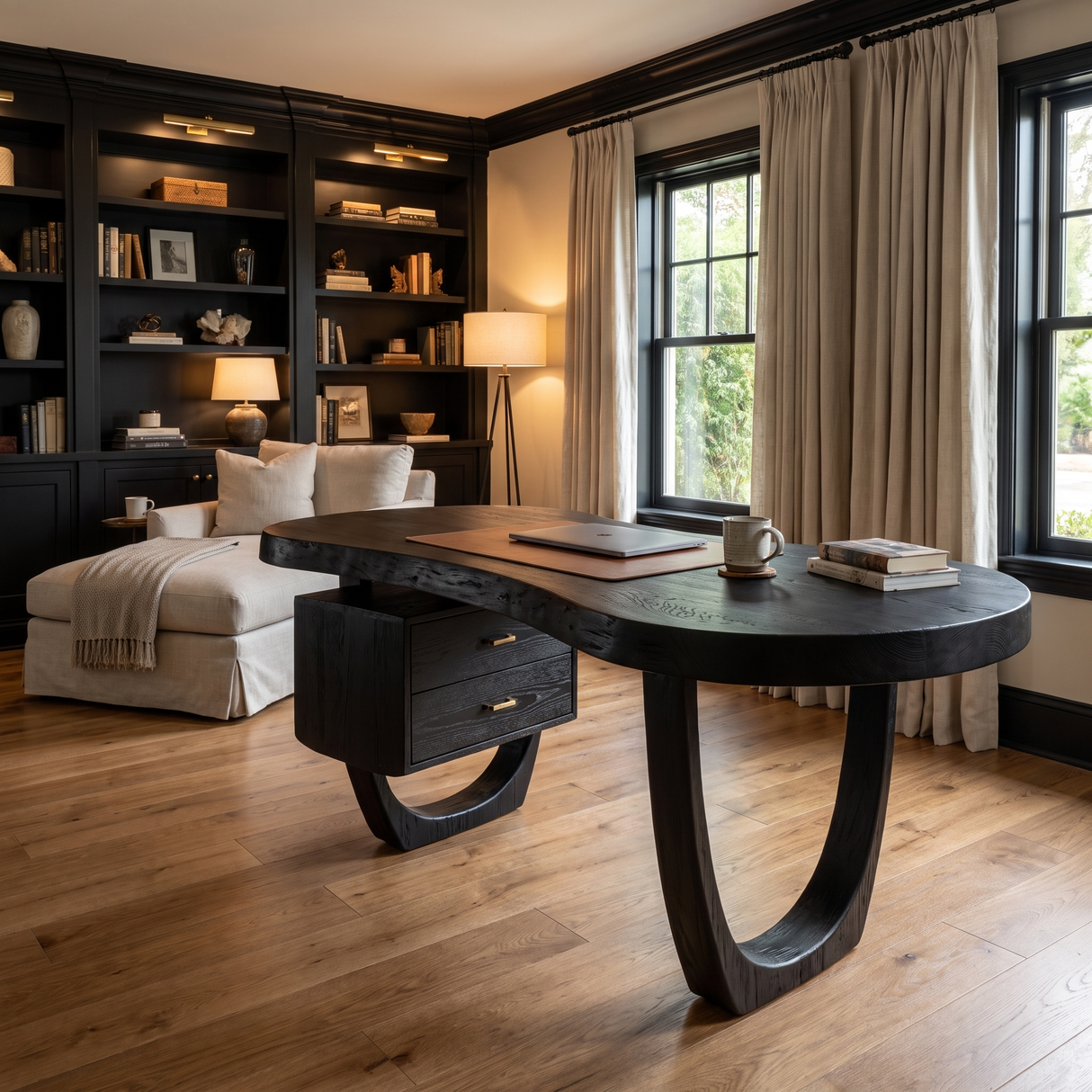 Orynvale Live Edge Solid Wood Desk with Drawers Black - Timberustic Desk With Drawers