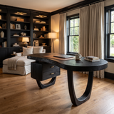 Orynvale Live Edge Solid Wood Desk with Drawers Black - Timberustic Desk With Drawers