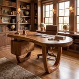 Orynvale Live Edge Solid Wood Desk with Drawers Brown - Timberustic Desk With Drawers