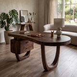 Orynvale Live Edge Solid Wood Desk with Drawers Dark Walnut - Timberustic Desk With Drawers