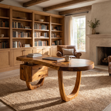 Orynvale Live Edge Solid Wood Desk with Drawers Teak - Timberustic Desk With Drawers