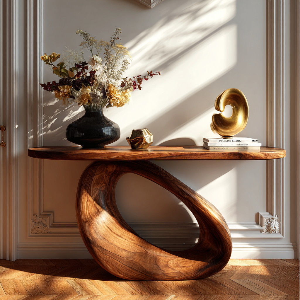 Oryx Sculpted Solid Wood Console Table