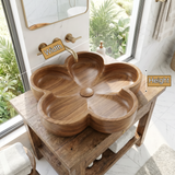 Petalara Handcrafted Solid Wood Flower Vessel Sink - Timberustic Vessel Sinks