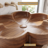 Petalara Handcrafted Solid Wood Flower Vessel Sink - Timberustic Vessel Sinks