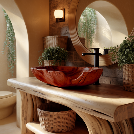 Petalgrain Organic Live Edge Wood Vessel Sink