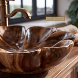Petalora Handcrafted Solid Wood Flower Vessel Sink - Timberustic Vessel Sinks