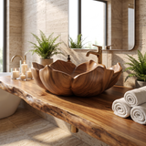 Petalore Handcrafted Solid Wood Flower Vessel Sink