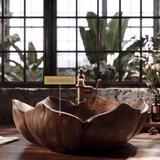 Petalore Handcrafted Solid Wood Flower Vessel Sink