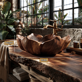 Petalore Handcrafted Solid Wood Flower Vessel Sink