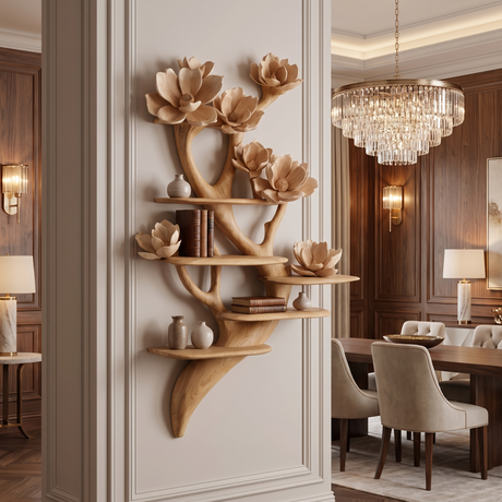 Petalwyn Handcrafted Solid Wood Tree-Inspired Bookshelf Natural Oak - Timberustic Tree-Inspired Bookshelf