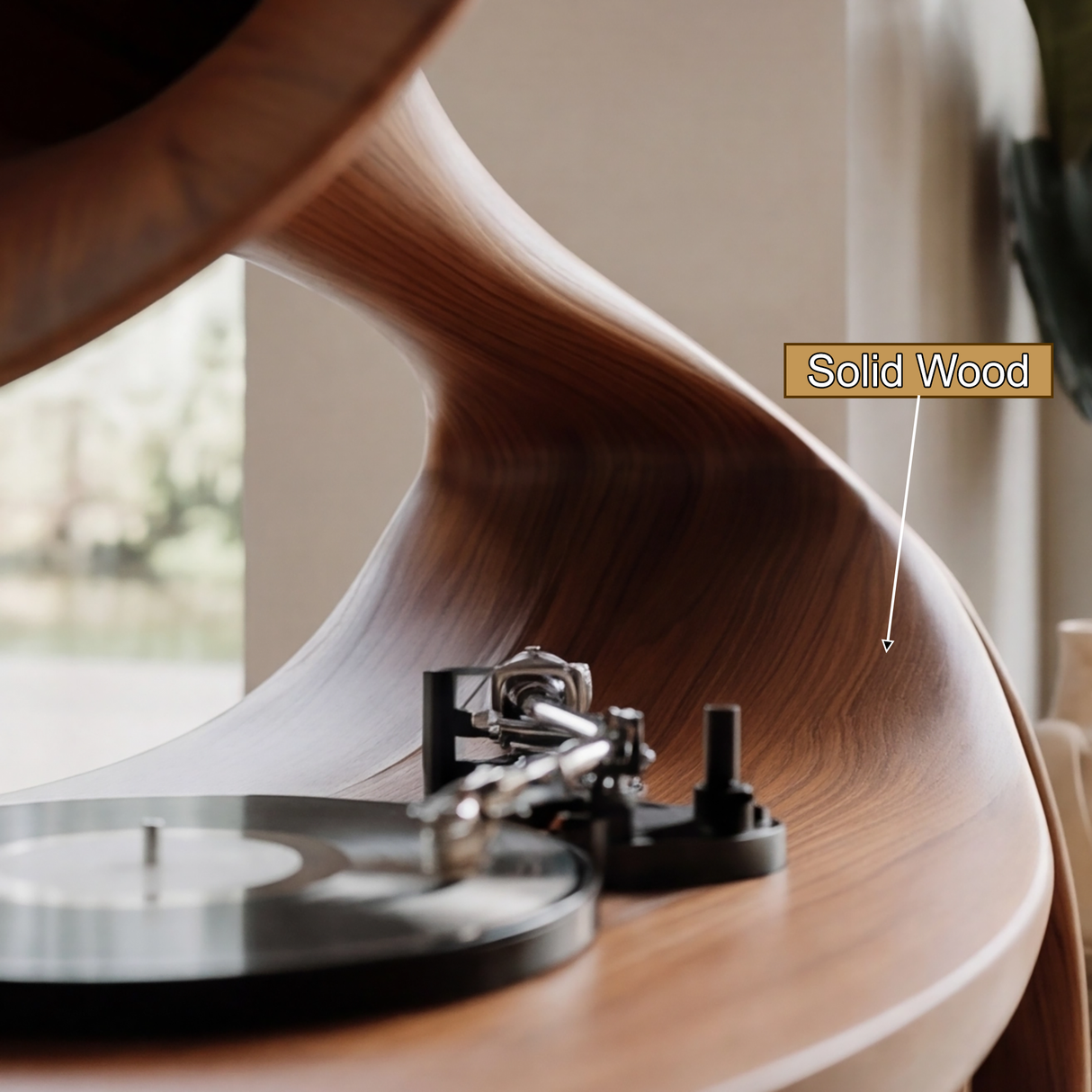 Phonora Sculpted Solid Wood Record Player Stand