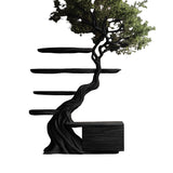 Ravaryn Organic Modern Tree Bookshelf with Drawers Black - Timberustic Tree Bookshelf