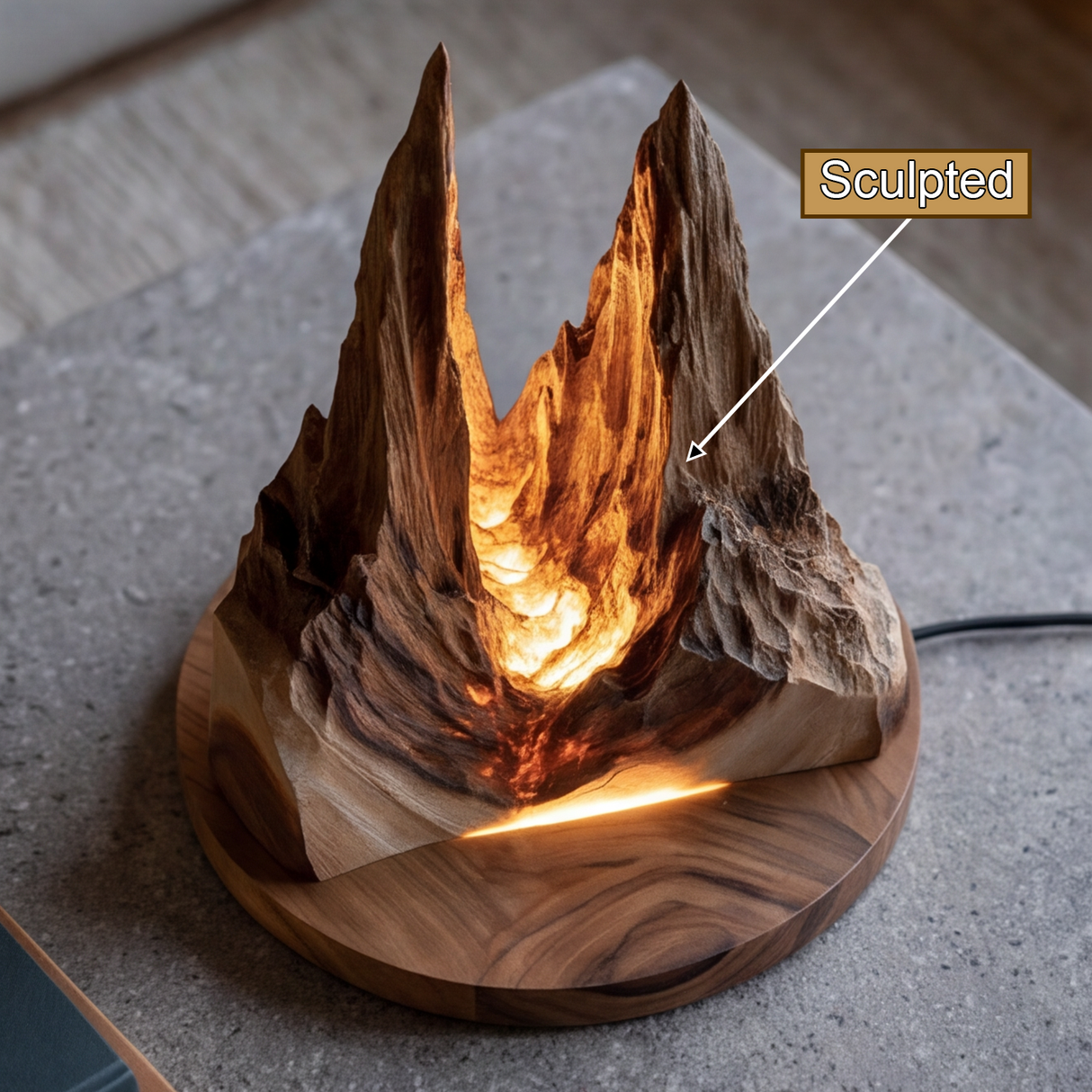 Ravaryn Sculpted Solid Wood Mountain Table Lamp SPA219329