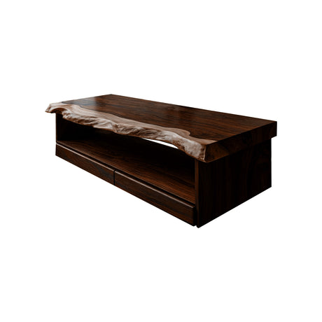Ravelle Live Edge Solid Wood Floating Bathroom Vanity with Drawers Dark Walnut - Timberustic Floating Bathroom Vanity With Drawers