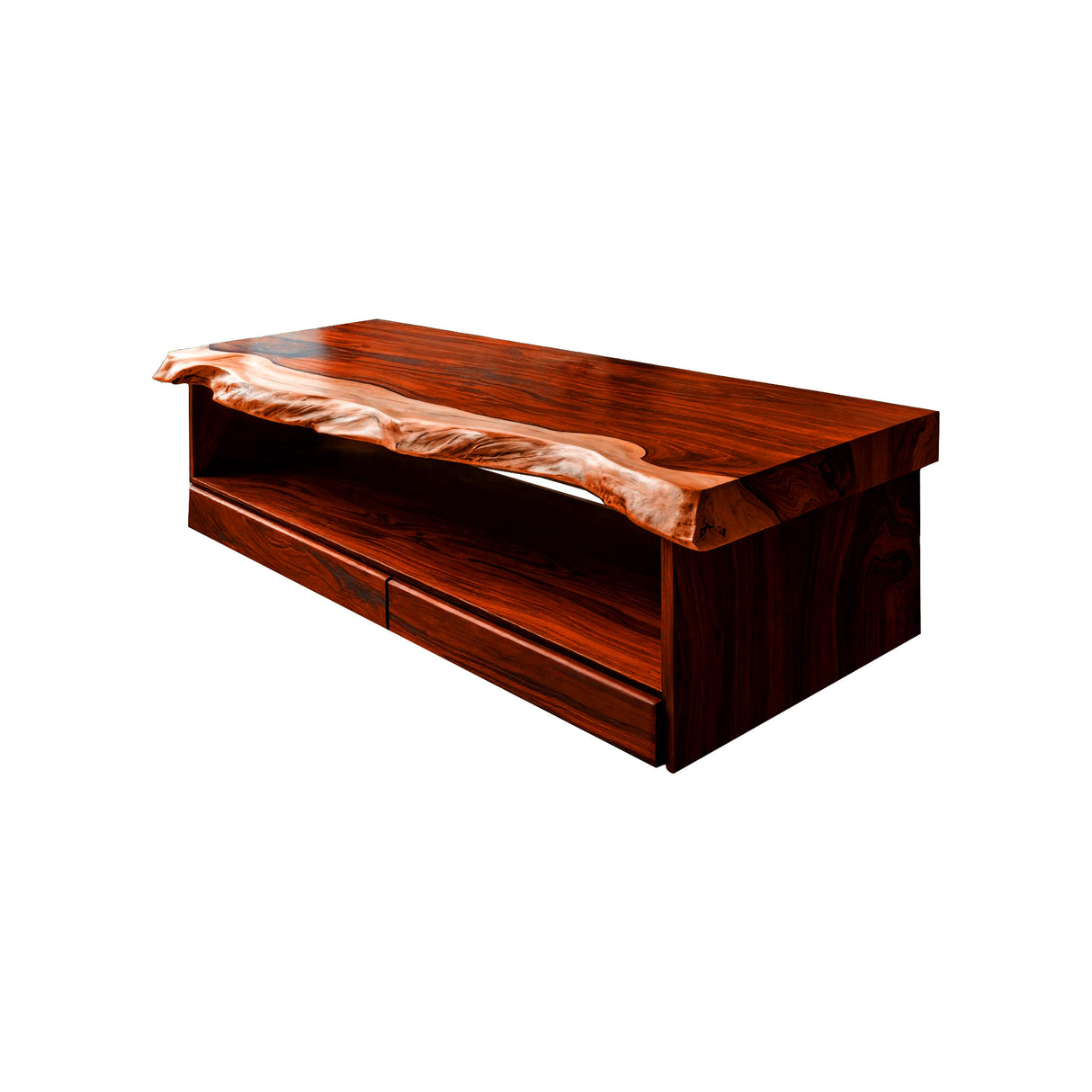 Ravelle Live Edge Solid Wood Floating Bathroom Vanity with Drawers Mahogany - Timberustic Floating Bathroom Vanity With Drawers